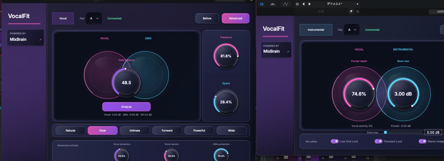 Real VocalFit plug-in shown in a DAW session